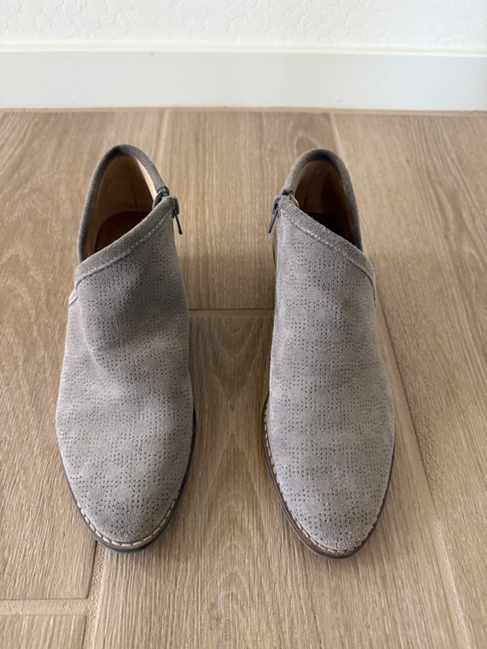 Women’s Lucky Brand  Suede Slip-On Ankle Shoes — Light Gray
